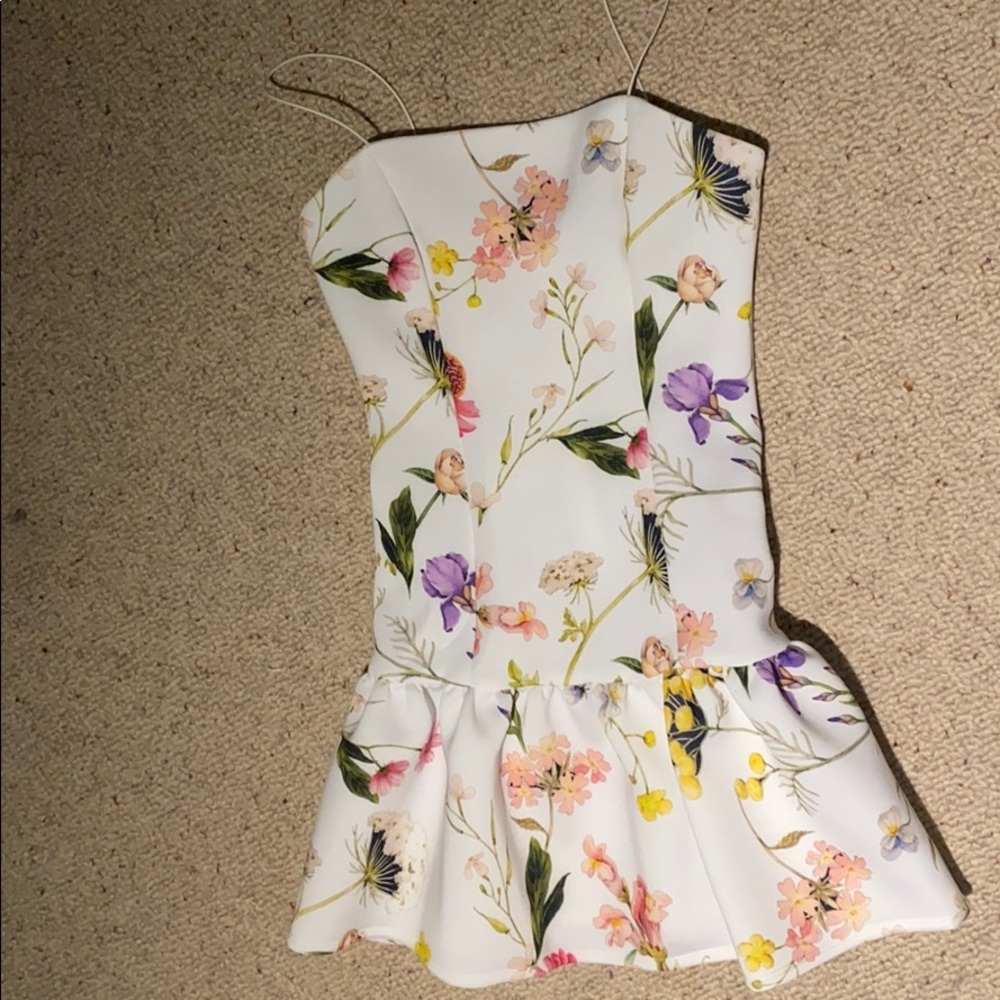 Asos white mini floral dress